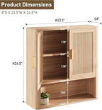 Bathroom Wall Storage Cabinet, Medicine Cabinet with Adjustable Wood Shelf & Doors, Over the Toilet Storage Cabinet Above Toilet Storage for Laundry Room & Living Room Kitchen Storage Islands (Oak) - Image 2