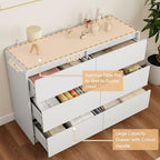 Vibe & Dine White 6 Drawer Dresser for Bedroom, Modern Wooden Dressers & Chests of Drawers with Arc Edge Design, 47" Wide Dresser for Closet, Living Room, Entryway - Image 5