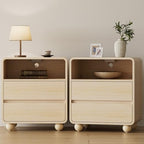 Lulive Night Stand, Bedside End Table with Charging Station, Natural - Image 5