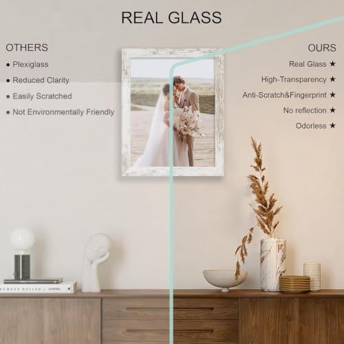 Hongkee 10x13 Picture Frame Set of 4, Made of Real Glass and Multicolour Frame, 10 by 13 Photo for Wall or Tabletop - Display Picture 8.5x11 with Mat or 10x13 Without Mat - Image 4