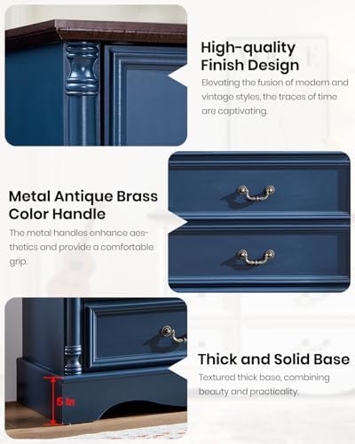 Farmhouse 9-Drawer Dresser with Charging Station for Bedroom - Image 4