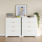Wooden 4 Drawer Dresser for Bedroom, 36.6 in Tall Fluted Dresser with Metal Handles, Modern Chest of Drawers for Bedroom, Living Room, Entryway, White - Image 3