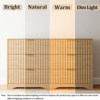 6 Drawer Dresser and Nightstand Sets for Bedroom, Modern Fluted 3 Pcs Bedroom Dresser Furniture Sets, Wood Chest of Drawers and Nightstand Set of 2 with Metal Handles, Natural Oak - Image 6