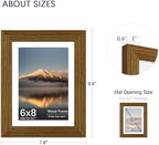 6x8 Picture Frame with Real Glass, Rustic Brown Wood Frames, 3 Pack - Image 3