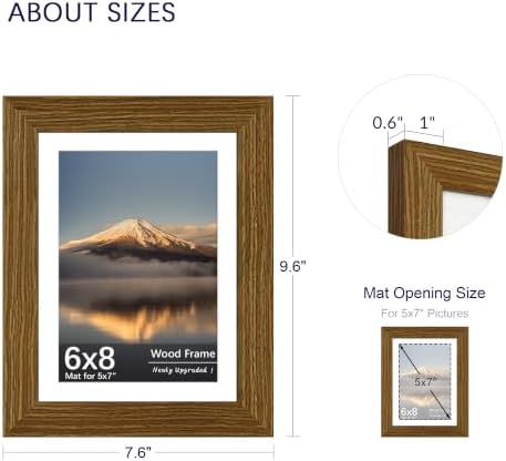 6x8 Picture Frame with Real Glass, Rustic Brown Wood Frames, 3 Pack - Image 3