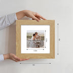 Hongkee 6x6 Picture Frame Set of 4, Made of Glass and Natural Oak Wooden Frame - Display Picture 4x4 with Mat or 6 x 6 Without Mat, 6x6 Photo for Wall or Tabletop - Image 2