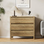 Furniway 31.5" Wide 3 Drawer Wood Dresser for Bedroom, Natural Oak - Image 7