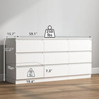 Vibe & Dine White Dresser 9 Drawer, Modern Long Dresser for Bedroom, Wood Chest of Drawers with Wide Storage for Living Room - Image 3