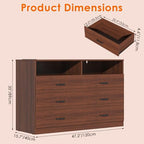 Bigbiglife Dresser for Bedroom, 6 Drawer Dresser with Charging Station and Led Light, Modern Chest of Drawers for Bedroom, Living Room (Walnut Brown) - Image 3