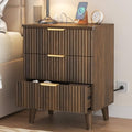 Lulive Wood 3 Drawers Dresser w/Charging Station, Modern Fluted Night Stand by Lulive