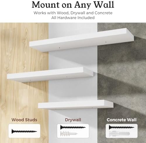 48" White Floating Shelves 12inch Deep Wall Shelf, Set of 1 - Image 5