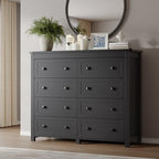 BORNOON Tall 8-Drawer Dresser, Modern Wooden Storage Chest of Drawers, Dresser TV Stand, Wood Drawer Organizer with Metal Handles for Bedroom, Living Room, Hallway by BORNOON