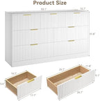 White 7 Drawer Dresser for Bedroom, 55" Wide Fluted Chest of Drawers with Gold Metal Handles, Modern Wood Dresser Closet Storage Organizer Mid Century TV Stand for Living Room Hallway - Image 2