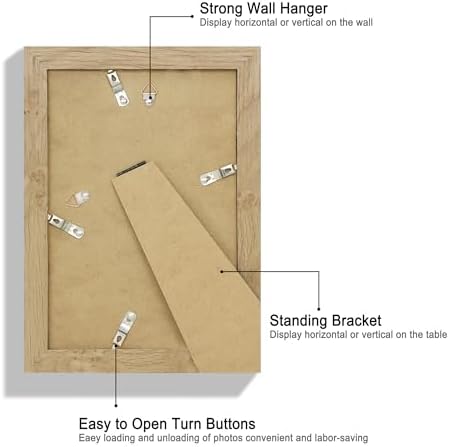 Hongkee 6x9 Picture Frame Set of 4, Made of Real Glass and Natural Oak Wooden Frame - 6 by 9 Photo for Wall or Tabletop Display - Image 3
