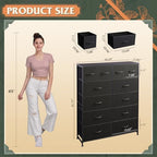 WLIVE 12 Drawer Tall Black Fabric Dresser Bedroom Storage Chest - Image 3