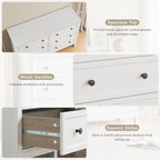 CARPETNAL 47" White Dresser for Bedroom with Modern Gold Handles & 6 Drawer - Image 5