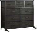 LUMTOK 10 Drawers Dresser with Fabric Bin for Bedroom,Closets，Black Dresser by LUMTOK