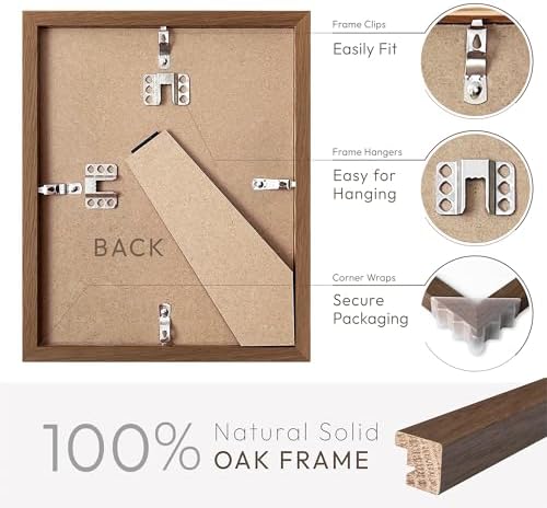 8.5x11 Picture Frame, Solid Oak Wood 8.5 by 11 Frame with Mat to 6x8 - Image 4
