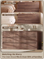 Modern 63" Wide 9 Drawers Dresser with Curved Profile Design,Walnut - Image 3