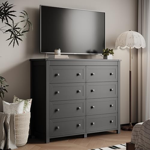 Xixini 47.2" Wide 8-Drawer Farmhouse Dresser for Bedroom, Black - Image 6