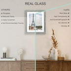 Hongkee 10x12 Picture Frame Set of 4, Made of Real Glass and Grey Frame - Display Picture 8x10 with Mat or 10x12 Without Mat, 10 by 12 Photo for Wall Mounting - Image 4