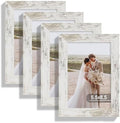 Hongkee 5.5 x 8.5 Diploma Frame Set of 4, Made of Real Glass and Distressed White Frame, 5.5 by 8.5 Photo for Wall or Tabletop by Hongkee
