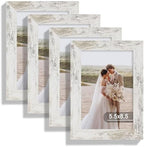 Hongkee 5.5 x 8.5 Diploma Frame Set of 4, Made of Real Glass and Distressed White Frame, 5.5 by 8.5 Photo for Wall or Tabletop by Hongkee