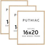 puthiac 16x20 Solid Oak Wood Picture Frames, Natural Oak, 3 Pack by PUTHIAC