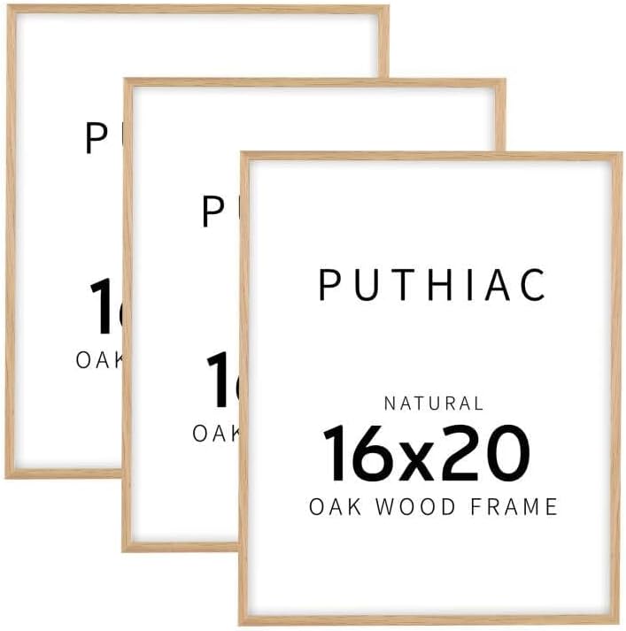 puthiac 16x20 Solid Oak Wood Picture Frames, Natural Oak, 3 Pack by PUTHIAC