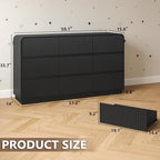 BORNOON Dresser for Bedroom with 9 Drawers, Fluted Chest of Drawers with Round Curved Corner, Hidden Handles, Modern Wood Storage Organizer for Bedroom, Nursery, Living Room - Image 2