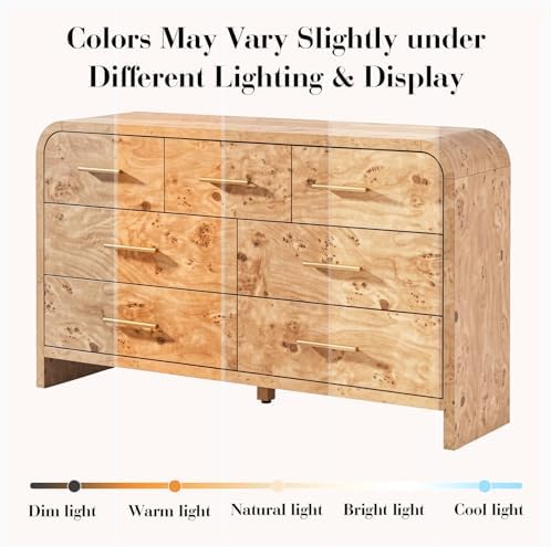 Curved Drawer Dresser for Bedroom with 7 Drawers, 54'' Wide Chest of Drawer - Image 3