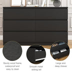 Spaco Black Dresser for Bedroom,Modern 6 Drawer Dresser with Deep Drawer,Wide Storage Chest of Drawers,Bedroom Storage Organizer Furniture,TV Stand for Living Room - Image 6