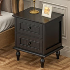 Black Nightstand Set of 2, Vintage Bedside Tables with Drawers for Bedroom - Image 4
