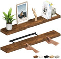 Ballucci Floating Shelves for Wall, 48" Wood Wall Shelf Set of 2, with Invisible Brackets for Bathroom, Living Room, Bedroom, Kitchen, Nursery, 8" Deep, Rustic Brown by Ballucci