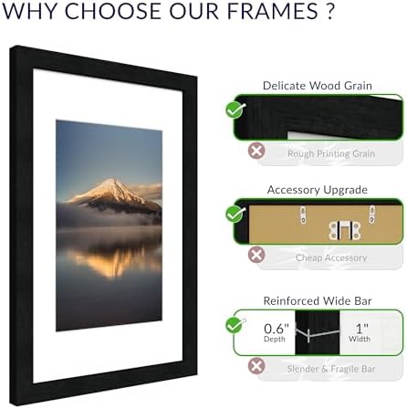 11x17 Poster Frame, Black Wood Frame with 8x12 Mat, 3 Pack - Image 3