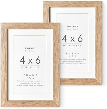4x6 Picture Frame, Solid Oak Wood 4x6 Frames with Mat to 3x5 by TumblerHome