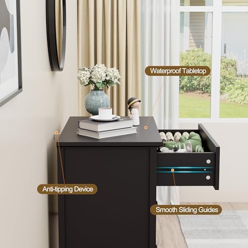4 Drawer Dresser for Bedroom, 35'' Tall Storage Chest of Drawers, Black - Image 6