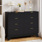 HUANLEGO 48" W Tall Fluted Dresser for Bedroom with 8 Drawer, Black - Image 4