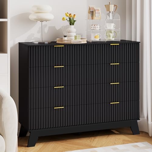 HUANLEGO 48" W Tall Fluted Dresser for Bedroom with 8 Drawer, Black - Image 4