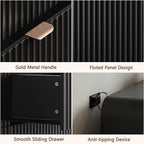 HOUROM 47" Tall Black Fluted Dresser for Bedroom, 5 Drawers Dresser - Image 3