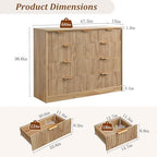 LYNCOHOME Fluted Tall Dresser for Bedroom, 9 Drawer Chest of Drawers, Oak - Image 2