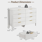 Fluted 8 Drawer Dresser, 47" High Gloss Dresser for Bedroom, White - Image 2
