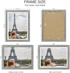 Hongkee 11x15 Picture Frame Set of 4, Made of Real Glass and Grey Frame - Display Picture 10x14 with Mat or 11x15 Without Mat, 11 by 15 Photo for Wall Mounting - Image 2