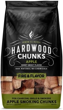 Fire & Flavor Apple Wood Chunks for Smoking and Grilling - All-Natural, Long-Lasting with a Mildly Sweet Flavor - Large Chunk Wood Chips for Smokers,Green 4 Pounds by FireFlavor