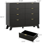 Wodeer 8 Drawer Fluted Dresser for Bedroom, Mid Century Modern Dresser with 8 Drawers, Dressers & Chests of Drawers with Metal Handle, TV Stand & Storage Organizer for Entryway, Hallway, Black - Image 2