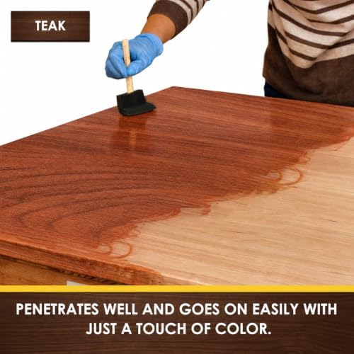 DWIL Water Based Wood Stain - Multiple Finishes, Fast Drying, Indoor and Outdoor Furniture, Wood Paneling, Cabinets and More, Low Odor ＆ Non-Toxic (8.5oz Teak) - Image 2