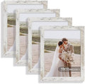 Hongkee 10x13 Picture Frame Set of 4, Made of Real Glass and Distressed White Frame, 10 by 13 Photo for Wall or Tabletop - Display Picture 8.5x11 with Mat or 10x13 Without Mat by Hongkee