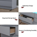 Gyfimoie 63" Grey 9-Drawer Dresser for Bedroom w/Power Outlet, LED Light - Image 6