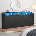 9 Drawers Dresser for Bedroom with Power Outlet,Modern Dresser w/ LED Light by Gyfimoie