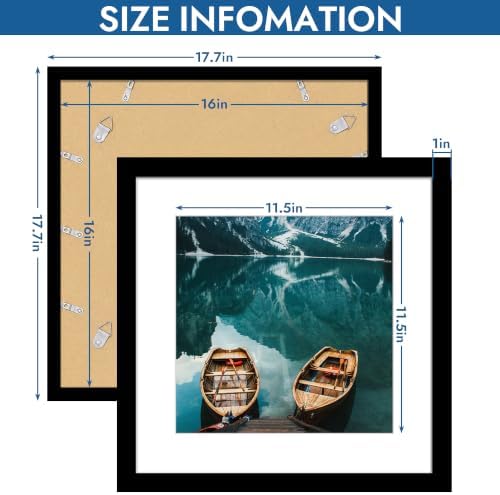 Hongkee 16x16 Frame Set of 4, 16 x 16 Black Wood Style(Mat 12x12) - Image 3